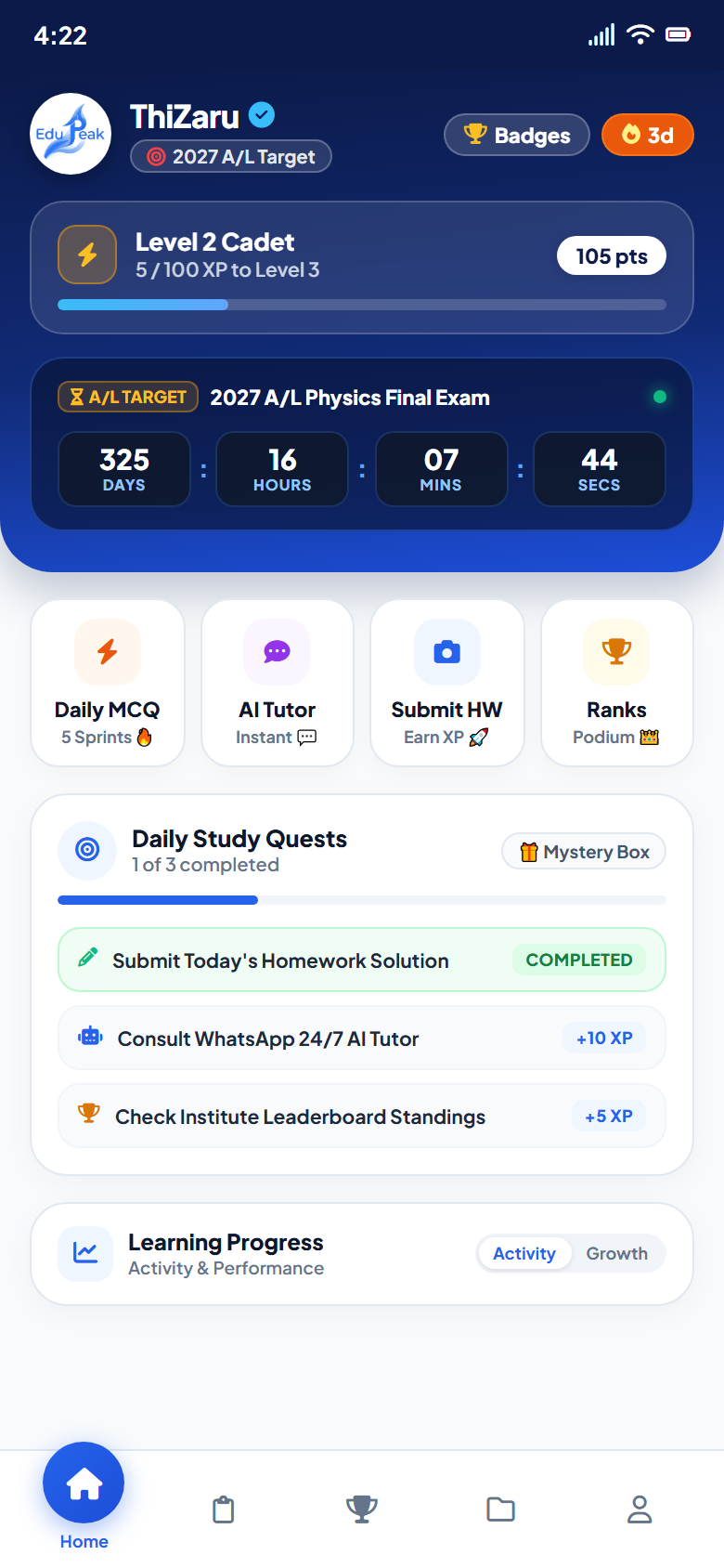 EduPeak Mobile App Official Interface